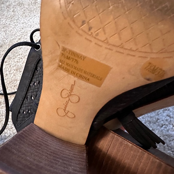 Jessica Simpson Lace Up Heeled Leather Open Toe Heeled Back Shoes Size 7.5 - Picture 2 of 5